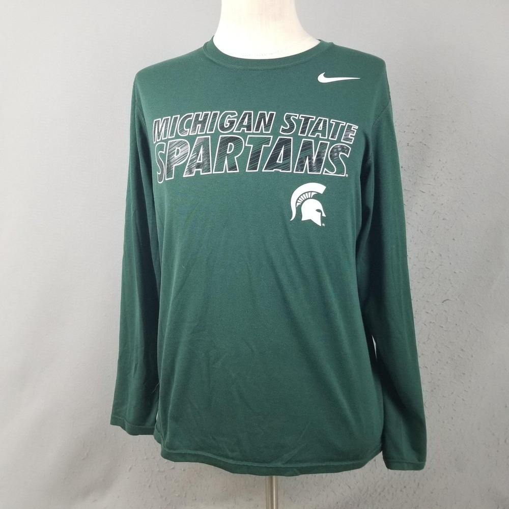 Michigan State Spartans Shirt Mens Medium Green NCAA Football Nike Dri Fit‎